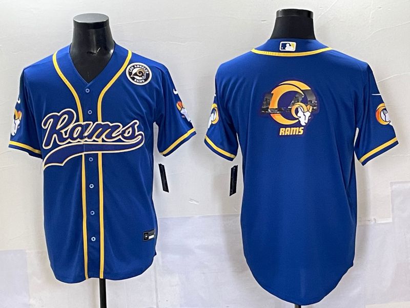 Men 2025 Los Angeles Rams Blank Blue Second generation joint name Nike Limited NFL Jersey style 04->los angeles rams->NFL Jersey